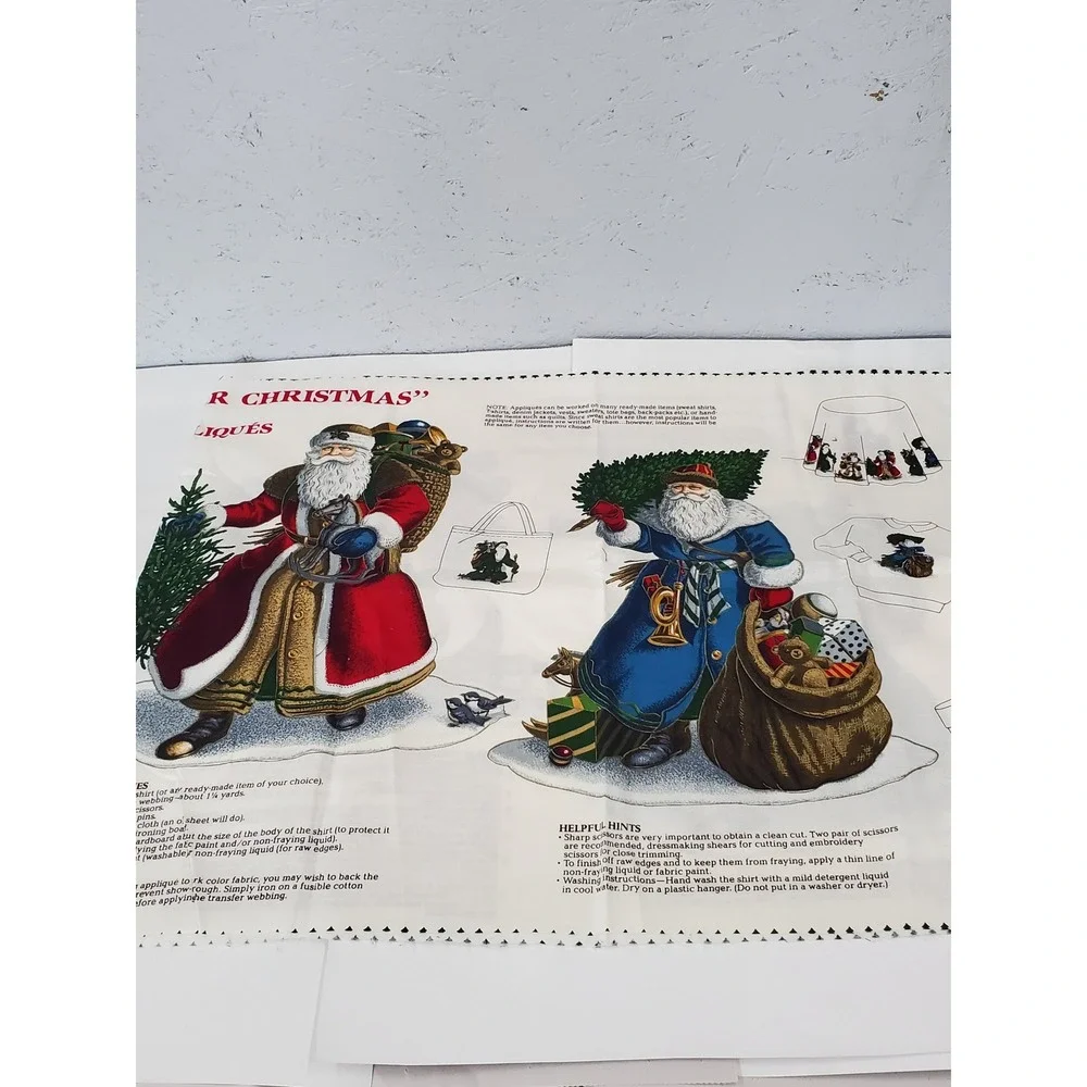 Vintage VIP Fabrics Olde Father Christmas Applique Cotton Fabric Panel Victorian